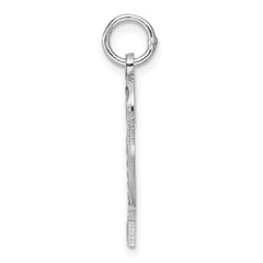 Sterling Silver Rhodium-plated Large Diamond-cut #2 Charm QLN02