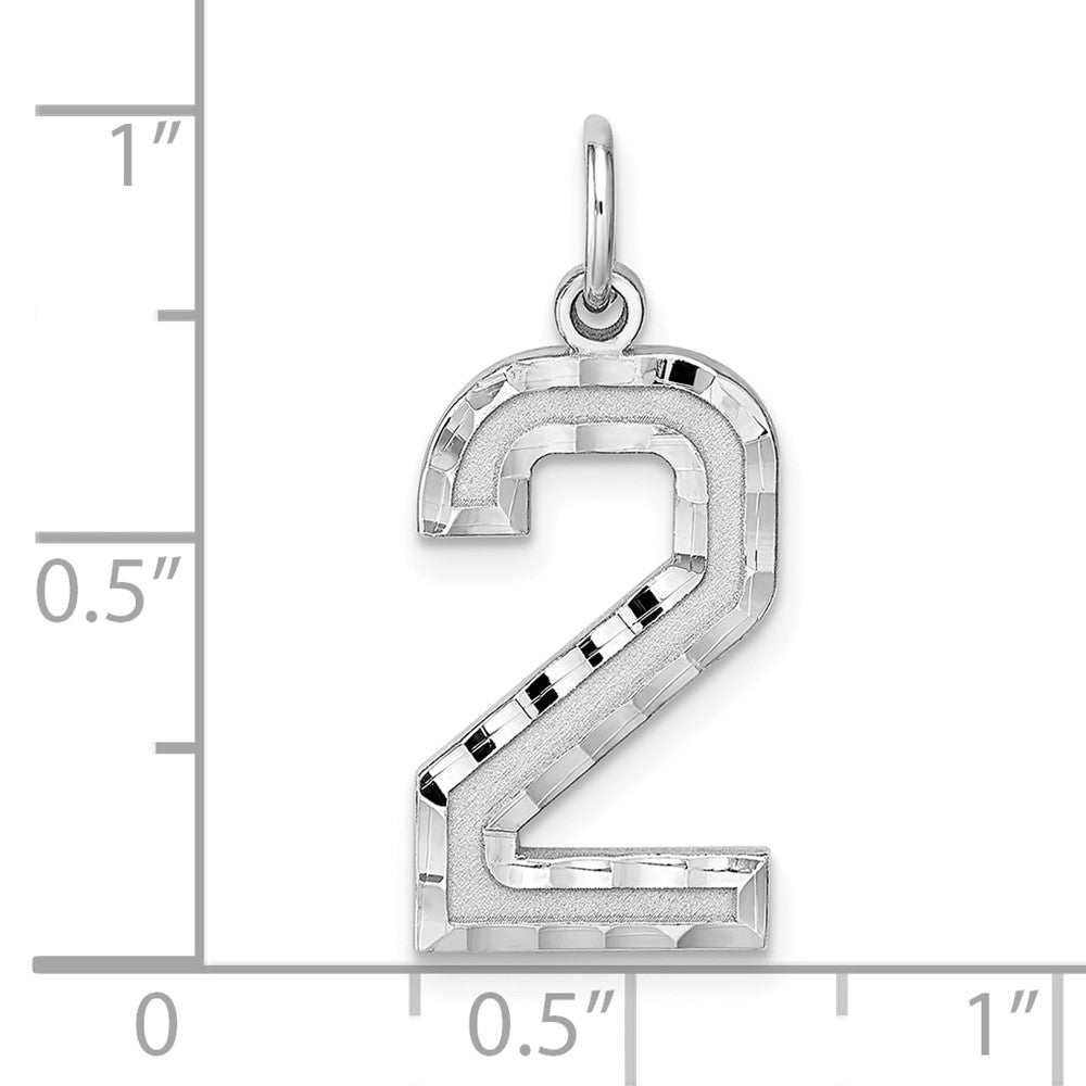 Sterling Silver Rhodium-plated Large Diamond-cut #2 Charm QLN02