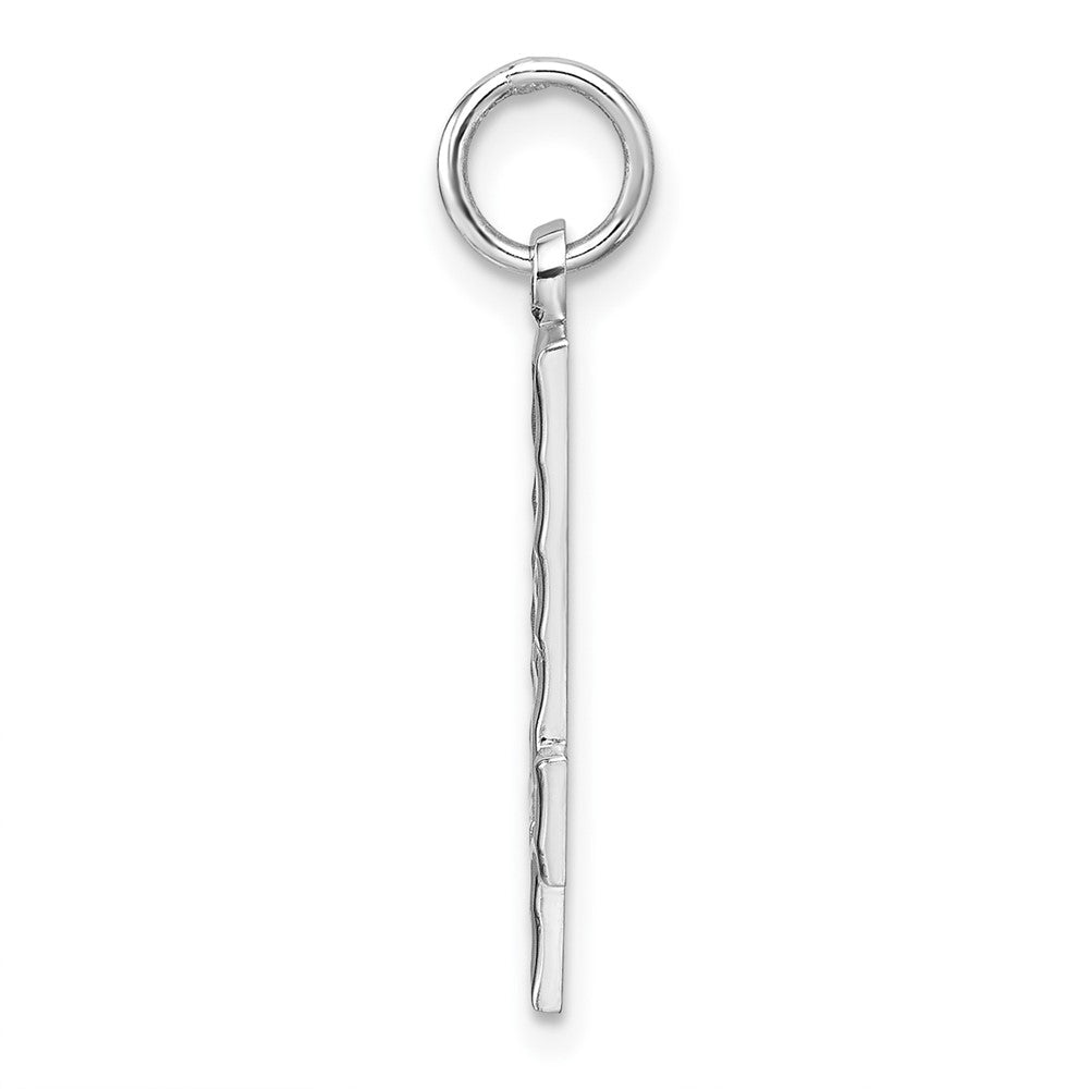 Sterling Silver Rhodium-plated Large Diamond-cut #4 Charm QLN04