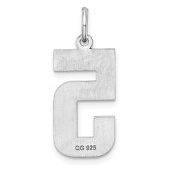 Sterling Silver Rhodium-plated Large Diamond-cut #5 Charm QLN05