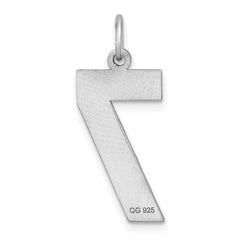 Sterling Silver Rhodium-plated Large Diamond-cut #7 Charm QLN07