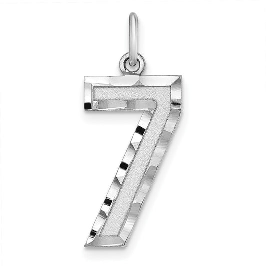 Sterling Silver Rhodium-plated Large Diamond-cut #7 Charm QLN07
