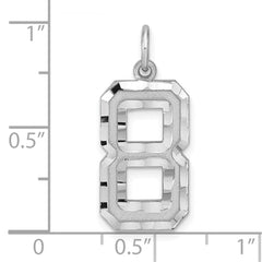 Sterling Silver Rhodium-plated Large Diamond-cut #8 Charm QLN08
