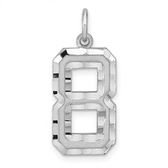 Sterling Silver Rhodium-plated Large Diamond-cut #8 Charm QLN08