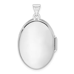 Sterling Silver Rhodium-plated Scroll Oval Locket QLS10