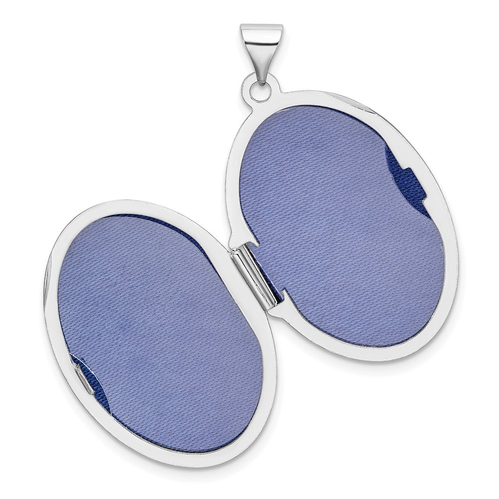 Sterling Silver Rhodium-plated Scroll Oval Locket QLS10