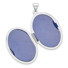 Sterling Silver Rhodium-plated Scroll Oval Locket QLS10