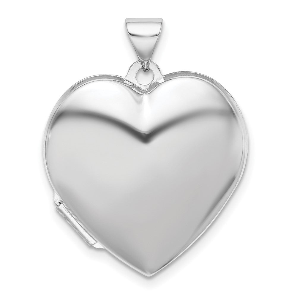Sterling Silver Rhodium-plated Plain 21mm Heart Locket QLS100