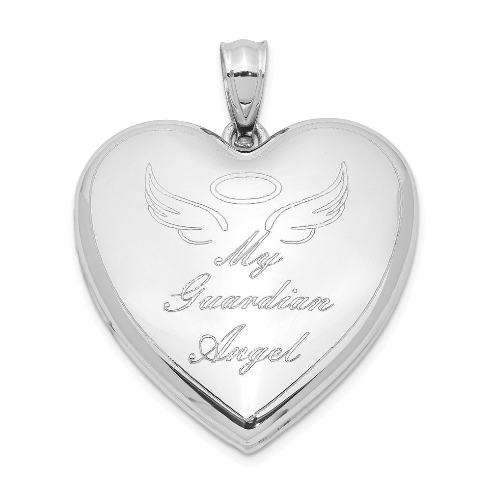 Sterling Silver Rhodium-plated Guardian Angel Ash Holder Heart Locket QLS1000