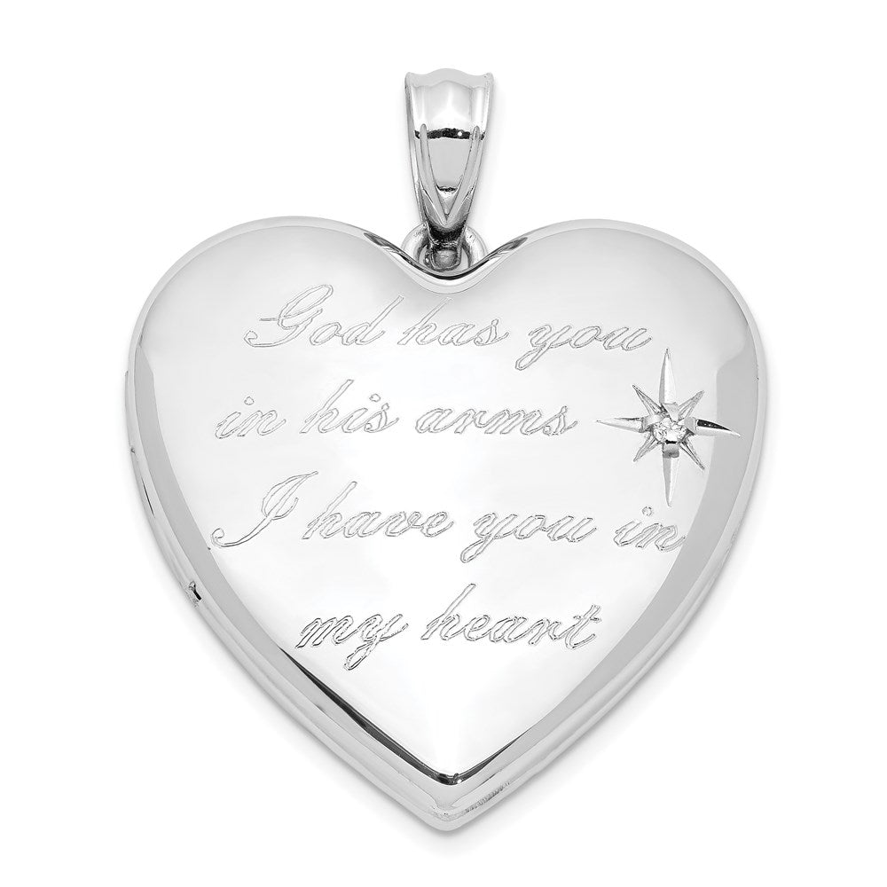 Sterling Silver Rhodium-plate God Has.. Diamond Ash Holder Heart Locket QLS1008