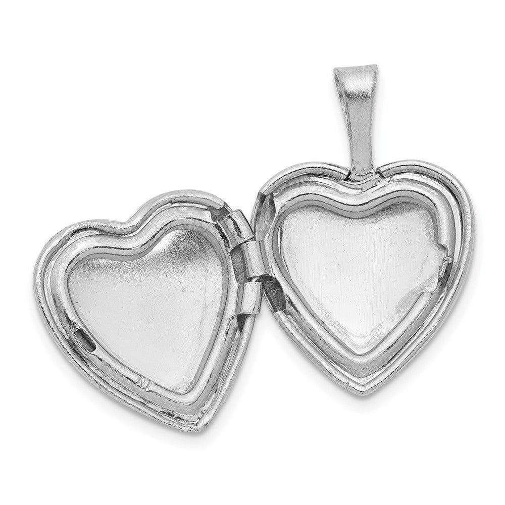 Sterling Silver Rhodium-plated & Gold Tone Satin & D/C Cross Heart Locket QLS1027