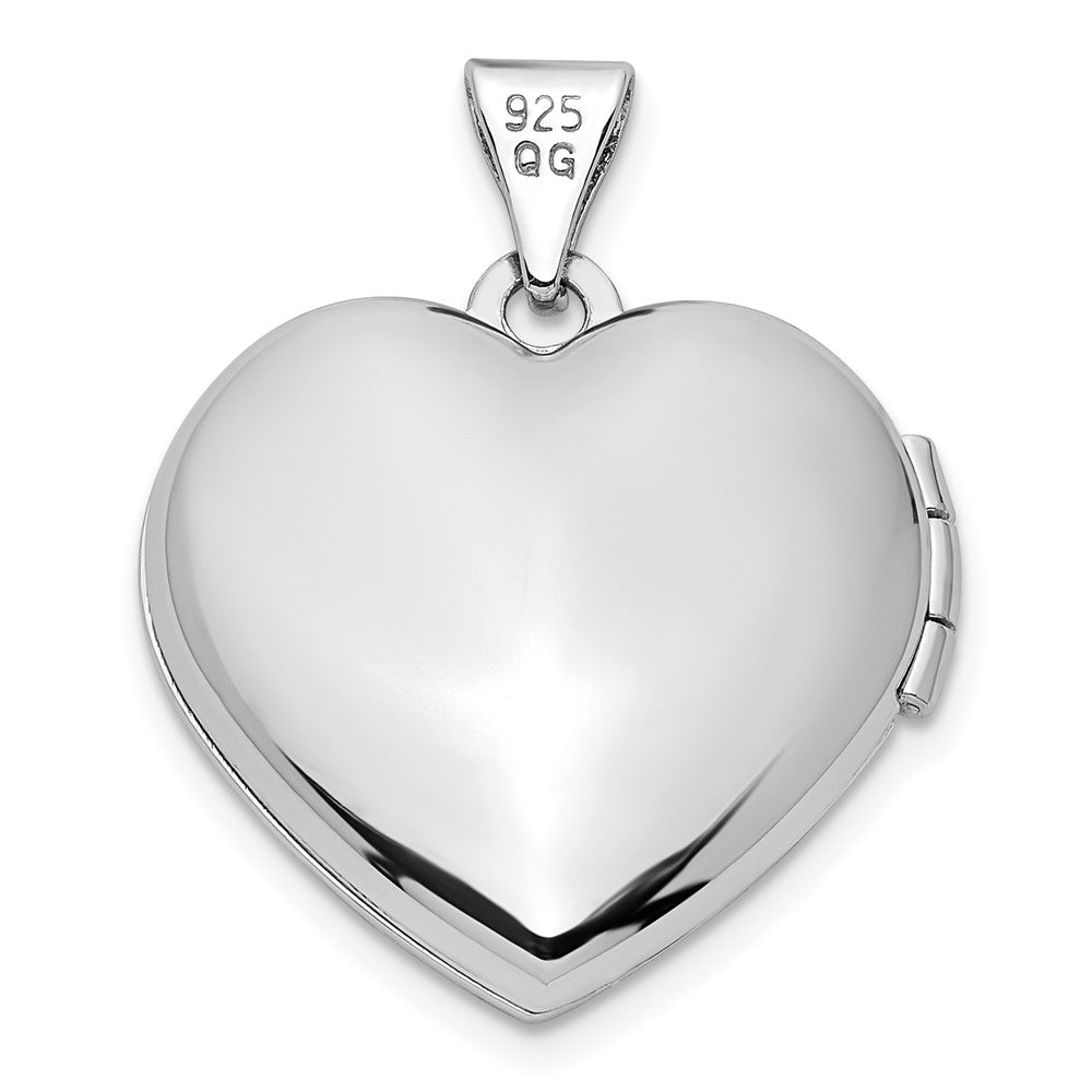 Sterling Silver Rhodium-plated Diamond Rose Rhodium Hearts 18mm Locket QLS1032