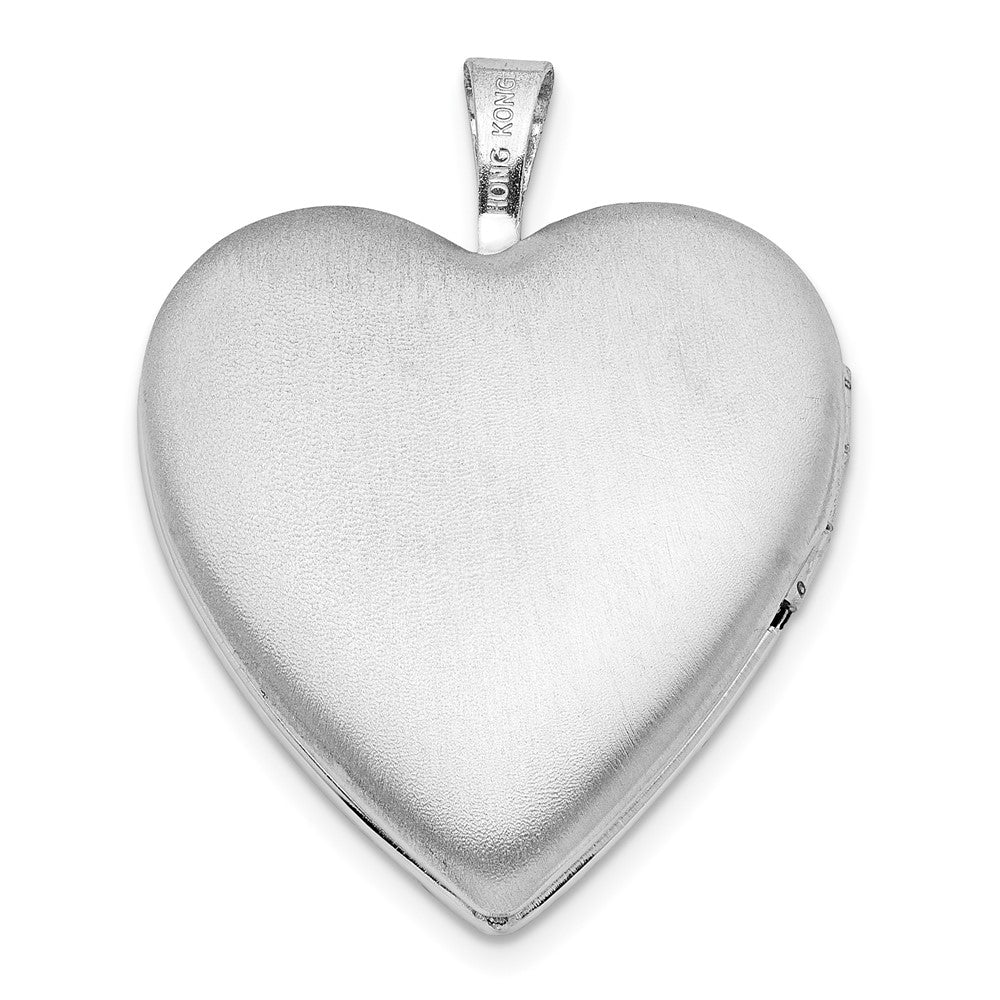 Sterling Silver Rhodium-plated Diamond Wings 20mm Heart Locket QLS1035