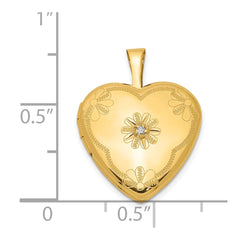 1/20 Gold Filled with Diamond Flower Design 15mm Heart Locket QLS104