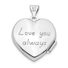 Sterling Silver Rhodium-plated Swirled Love You Always 18mm Heart Locket QLS1044