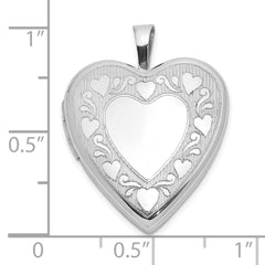 Sterling Silver Rhodium-plated Polished Hearts Border 20mm Heart Locket QLS1046