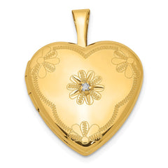1/20 Gold Filled with Diamond Flower Design 15mm Heart Locket QLS104