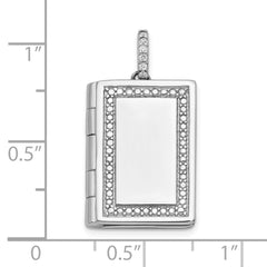 Sterling Silver Rhodium-plated CZ 19mm Book Locket QLS1093