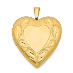 1/20 Gold Filled Polished & Satin Fancy Border 19mm Heart Locket QLS109