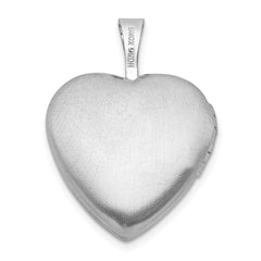Sterling Silver RH-plated Polished / Satin Epoxy 16mm Floral Heart Locket QLS1122