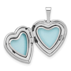 Sterling Silver RH-plated Polished / Satin Epoxy 16mm Floral Heart Locket QLS1122