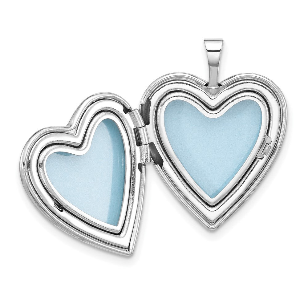 Sterling Silver Rhodium-plated Epoxy 20mm Floral Mom Heart Locket QLS1123