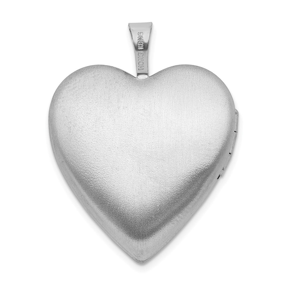 Sterling Silver Rh-plated Epoxy 20mm Forever In My Heart Rose Locket QLS1124