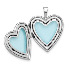 Sterling Silver Rh-plated Epoxy 20mm Forever In My Heart Rose Locket QLS1124