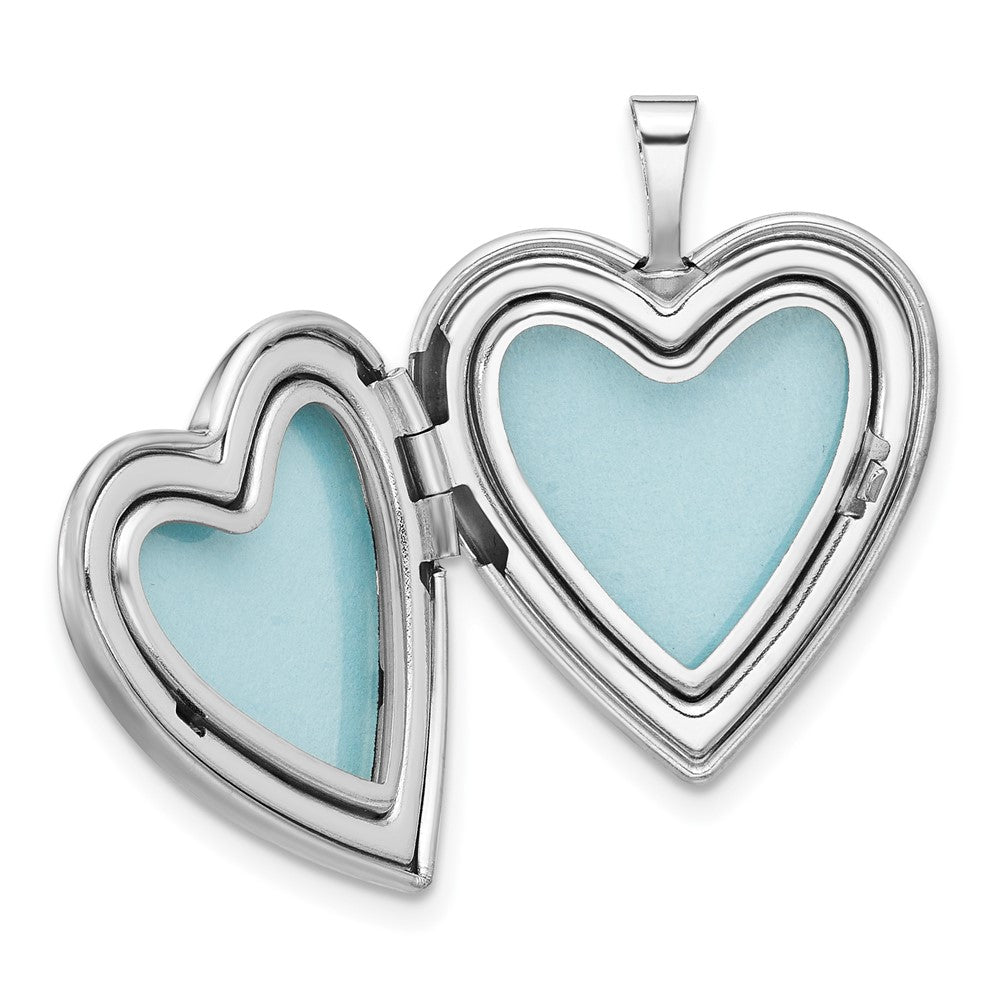 Sterling Silver RH-plate Polished/Satin Epoxy 20mm Butterfly Heart Locket QLS1125