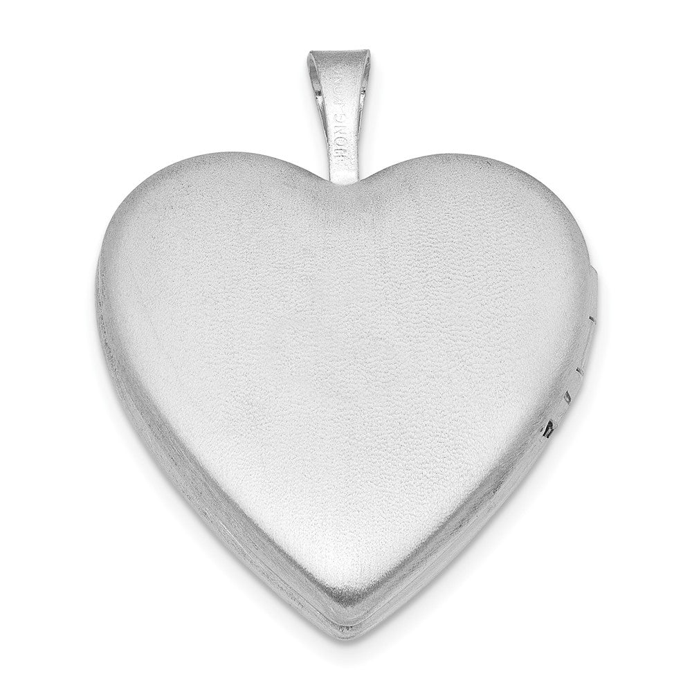 Sterling Silver RH-plated Satin/Polished Angel Wings 20mm Heart Locket QLS1128