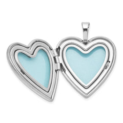 Sterling Silver RH-plated Satin/Polished Angel Wings 20mm Heart Locket QLS1128