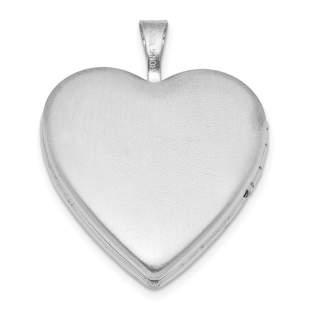 Sterling Silver Rhodium-plated MY ANGEL Angel Wings 20mm Heart Locket QLS1129