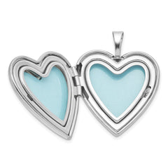 Sterling Silver Rhodium-plated MY ANGEL Angel Wings 20mm Heart Locket QLS1129