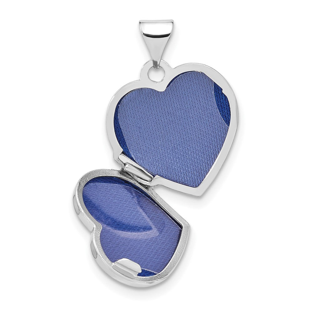 SS Rhodium-plated 15mm Dove Together forever Reversible Heart Locket QLS1130
