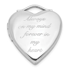 Sterling Silver RH-pl ALWAYS IN MY HEART FOREVER.. 20mm Heart Locket QLS1132