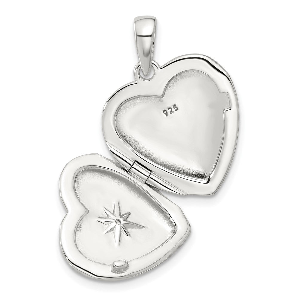 Sterling Silver E-coated CZ 19mm Heart Locket QLS1136