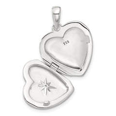 Sterling Silver E-coated CZ 19mm Heart Locket QLS1136