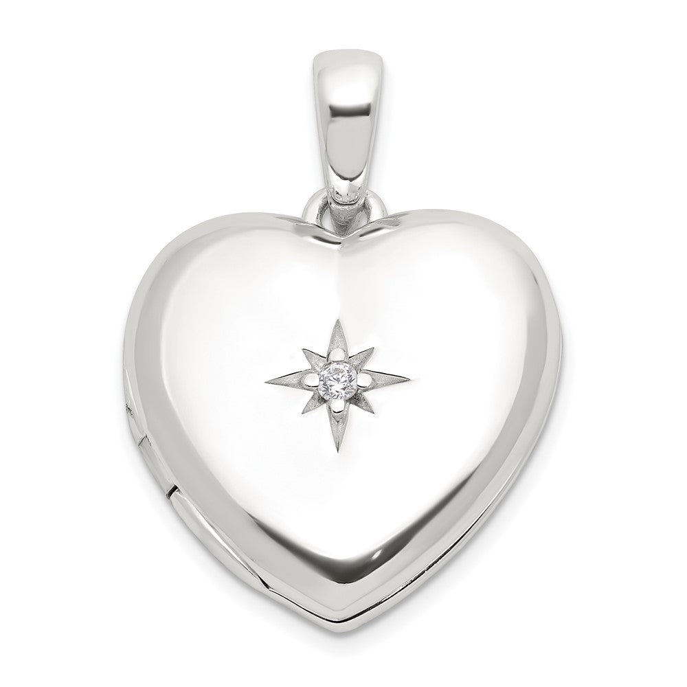 Sterling Silver E-coated CZ 19mm Heart Locket QLS1136