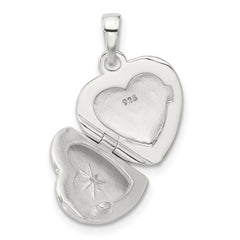 Sterling Silver E-coated CZ 13mm Heart Locket QLS1137