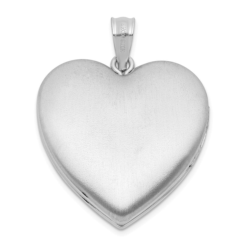 Sterling Silver Rhodium-plated Polished Paw Print 24mm Heart Locket QLS1140