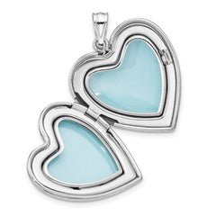 Sterling Silver Rhodium-plated Polished Paw Print 24mm Heart Locket QLS1140