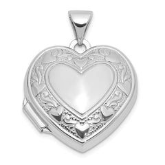 SS Rhod-plated Heart Border 18mm Love you Reversible Heart Locket QLS1142