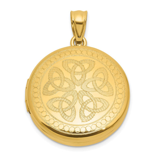Sterling Silver Gold-plated Polished Front/Brushed Back Celtic Trinity 20mm Round Locket QLS1177GP