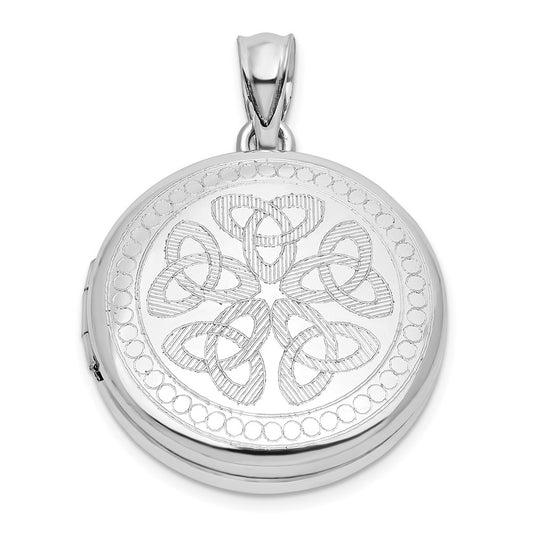 Sterling Silver Rhodium-plated Celtic Knots 20mm Round Locket QLS1177