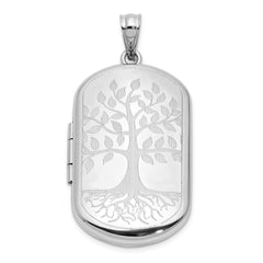 Sterling Silver Rhodium-plated Tree of Life 30x19mm Rectangle Locket QLS1181