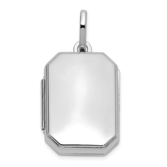 Sterling Silver Rhodium-pltd Polished 20x15mm Curved Rectangle Locket QLS1182