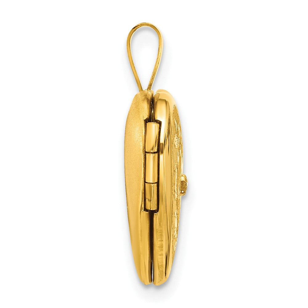 1/20 Gold Filled Polished & Textured Diamond 16mm Floral Heart Locket QLS1184