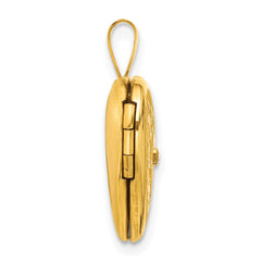 1/20 Gold Filled Polished & Textured Diamond 16mm Floral Heart Locket QLS1184