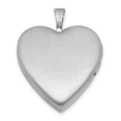 Sterling Silver Rhodium-plated Brushed 1/20 carat Diamond Two Dolphins 20mm Heart Locket QLS1194