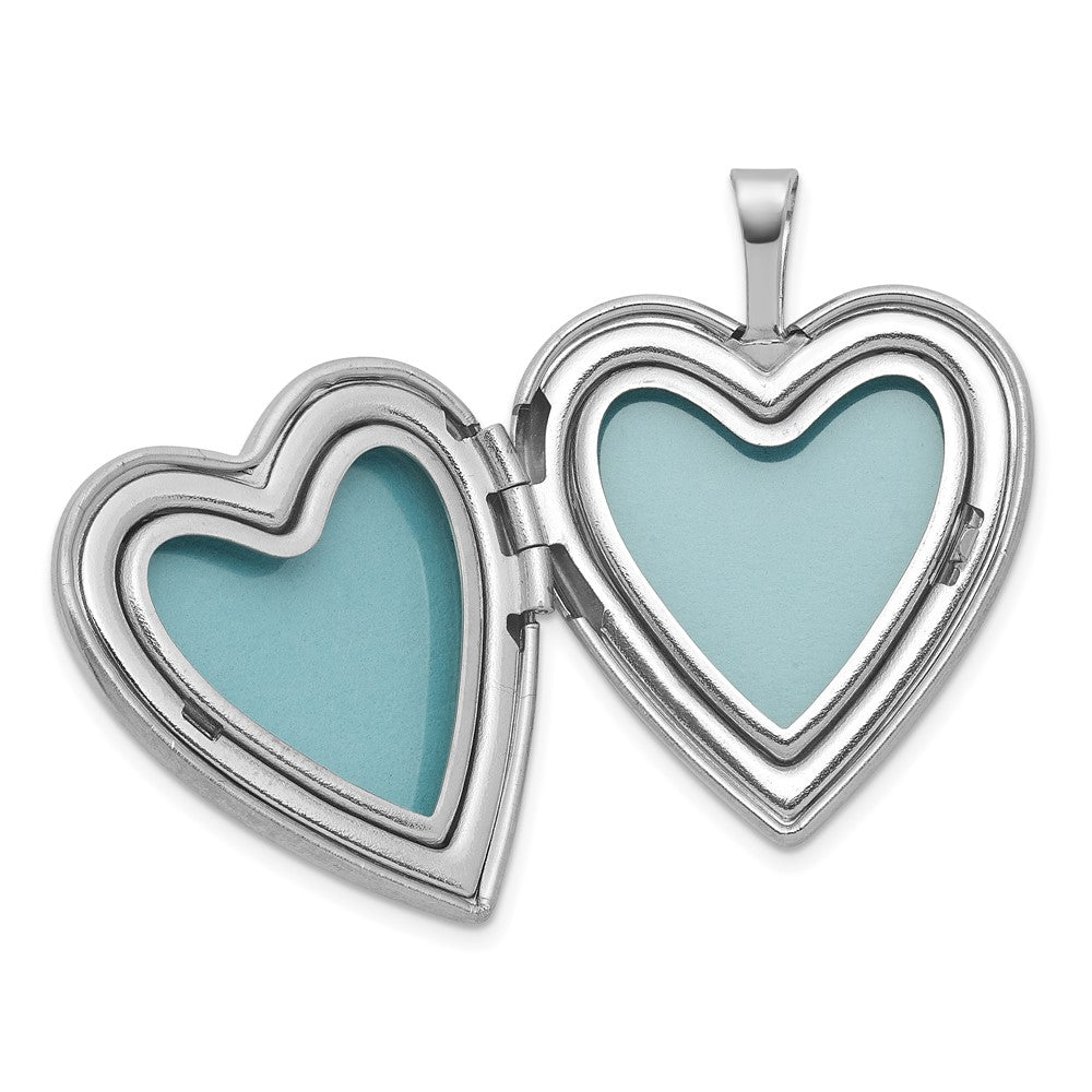 Sterling Silver Rhodium-plated Brushed 1/20 carat Diamond Two Dolphins 20mm Heart Locket QLS1194
